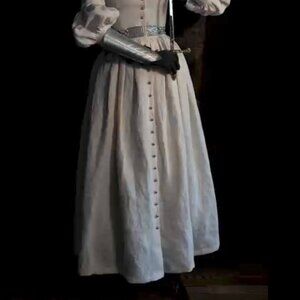 I Do Declare White Linen Natalie Full Skirt Extra Small 00 0 2 Pleated Midi XS